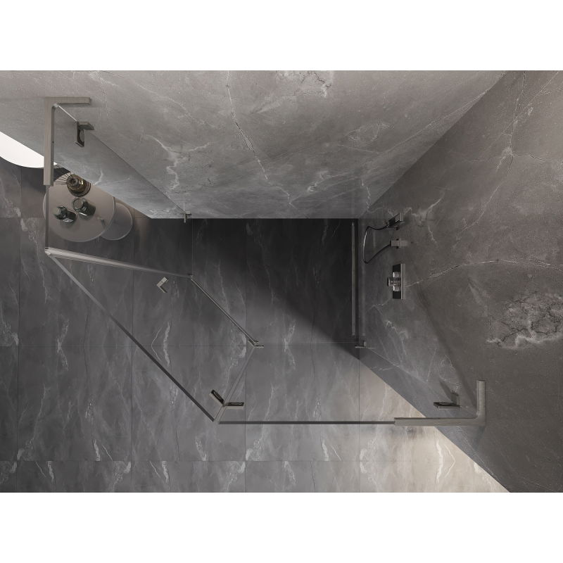 Mexen Lunar L petkotni nagibna pršna kabina - desna 90 x 80 cm, prozorna, brušen nikel - 831L-090P-080L-97-00-P