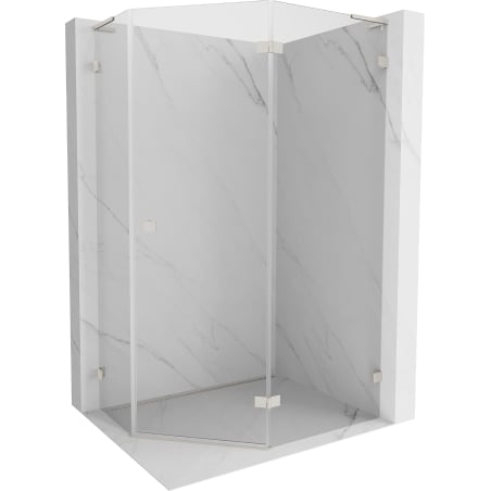 Mexen Lunar L pentagonal shower enclosure right opening 90 x 80 cm, transparent, brushed nickel - 831L-090P-080L-97-00-P