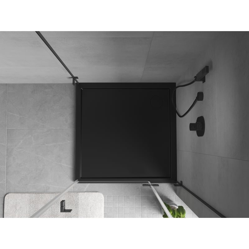 Mexen Flow brodzik kwadratowy slim 70 x 70 cm, czarny mat - 46S707070