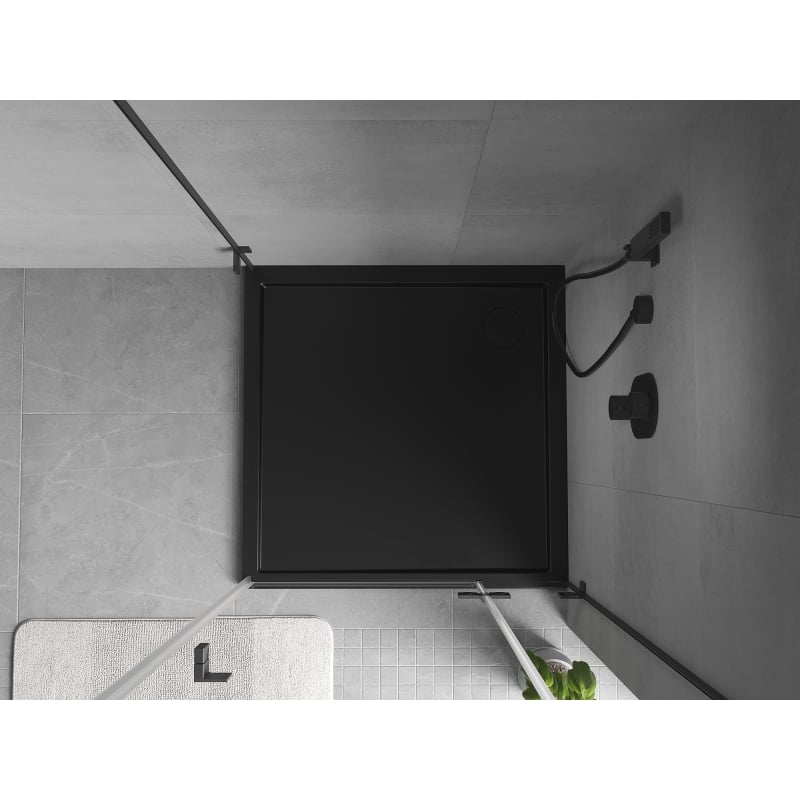 Mexen Flow ruudukujuline dušialus slim 70 x 70 cm, must matt - 46S707070