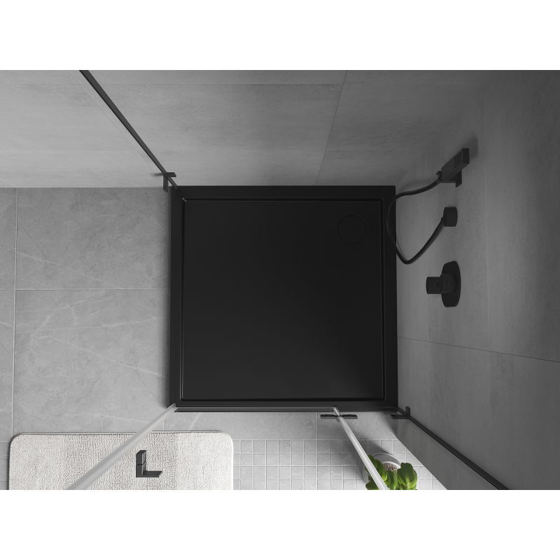 Mexen Flow base de chuveiro quadrada slim 75 x 75 cm, preto mate - 46S707575