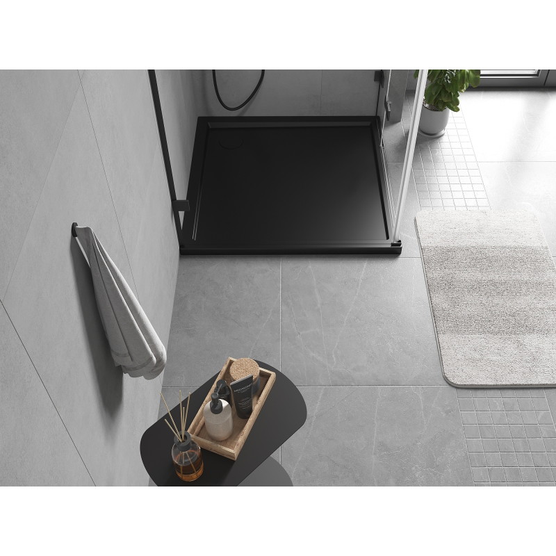 Mexen Flow brodzik kwadratowy slim 85 x 85 cm, czarny mat - 46S708585