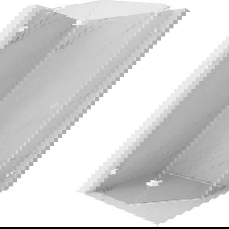 Mexen Lunar cabine de duche pentagonal articulada esquerda 90 x 80 cm, transparente, branco - 831-090L-080P-20-00-L