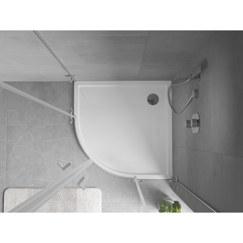 Mexen Flow brodzik półokrągły slim 80 x 80 cm, biały połysk - 46Q108080