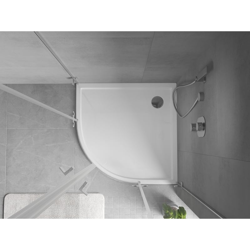 Mexen Flow brodzik półokrągły slim 100 x 100 cm, biały połysk - 46Q101010