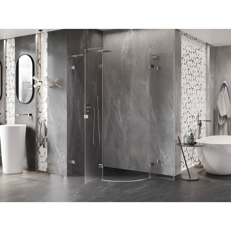 Mexen Lunar L Semicircular Hinged Shower Enclosure Left 100 x 80 cm, Transparent, Chrome - 833L-100L-080P-01-00