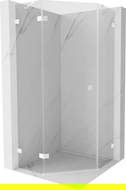 Mexen Lunar cabine de douche pentagonale pivotante gauche 90 x 90 cm, transparent, blanc - 831-090L-090P-20-00-L