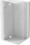 Mexen Lunar Fünfeck-Duschkabine, schwenkbar, links, 90 x 90 cm, transparent, weiß - 831-090L-090P-20-00-L