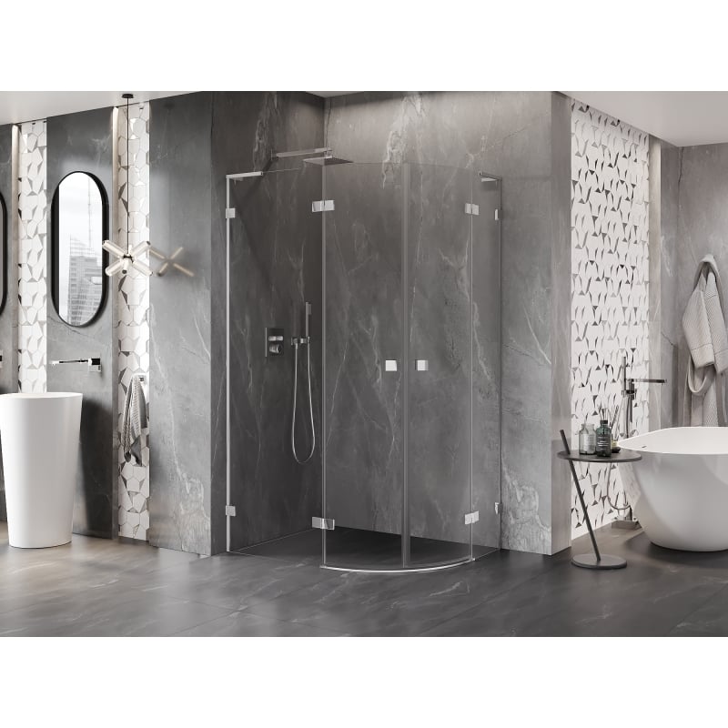 Mexen Lunar L cabine de douche semi-circulaire pivotante gauche 100 x 90 cm, transparent, chrome - 833L-100L-090P-01-00