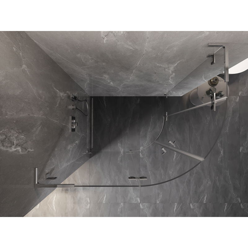 Mexen Lunar L dušas kabīne pusaplis veramās kreisās 100 x 90 cm, caurspīdīga, hroms - 833L-100L-090P-01-00
