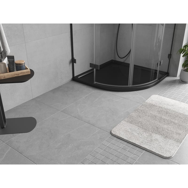 Mexen Flow brodzik półokrągły slim 80 x 80 cm, czarny mat - 46Q708080