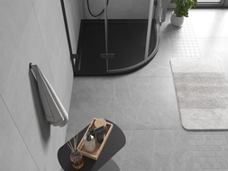 Mexen Flow semi-circular slim shower tray 90 x 90 cm, black matte - 46Q709090
