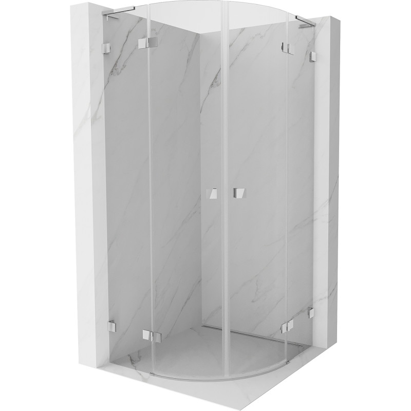 Mexen Lunar L halbrunde Duschkabine schwenkbar 100 x 100 cm, transparent, Chrom - 833L-100L-100P-01-00