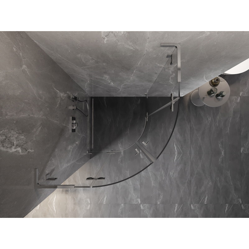 Mexen Lunar L douchecabine halfrond scharnierend 100 x 100 cm, transparant, chroom - 833L-100L-100P-01-00