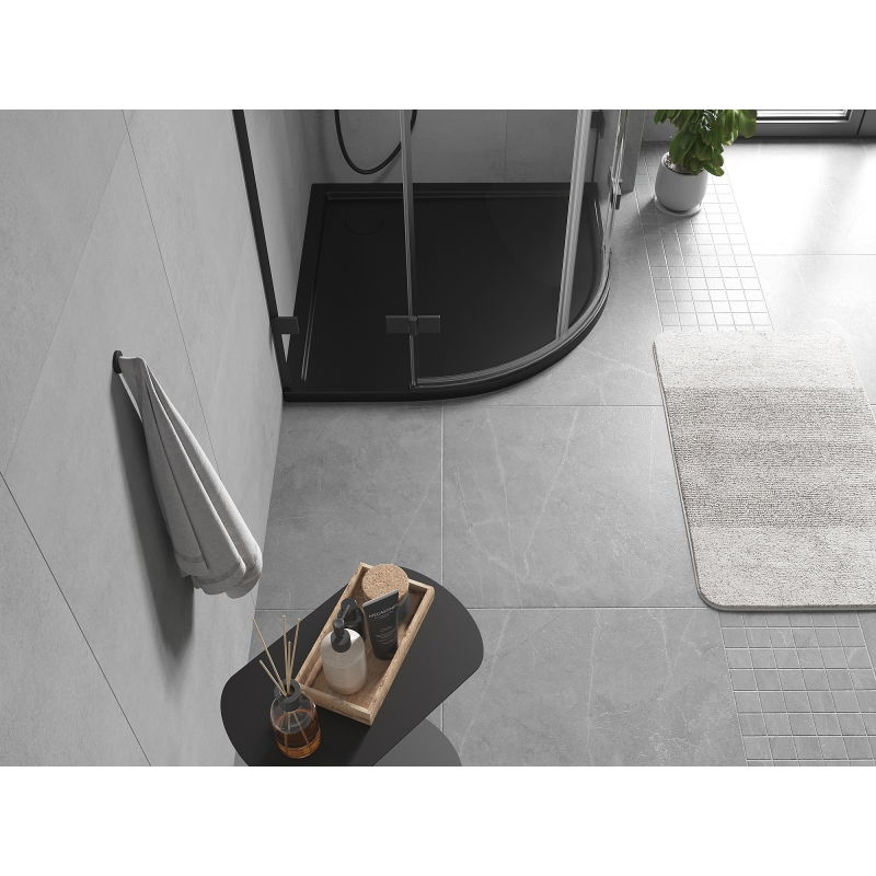 Mexen Flow base de duche semicircular slim 100 x 100 cm, preto mate - 46Q701010