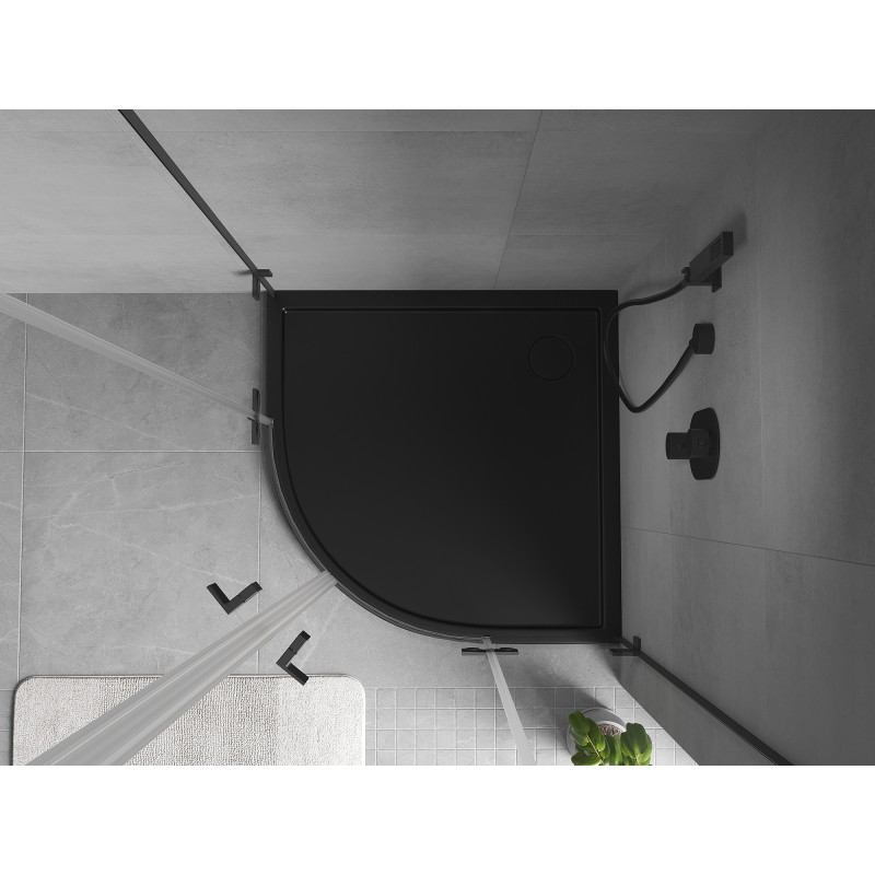 Mexen Flow brodzik półokrągły slim 100 x 100 cm, czarny mat - 46Q701010