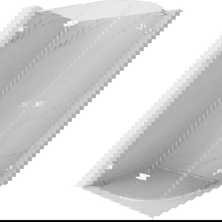 Mexen Lunar L Duschkabine Halbrund Schwenkbar Links 80 x 70 cm, Transparent, Weiß - 833L-080L-070P-20-00