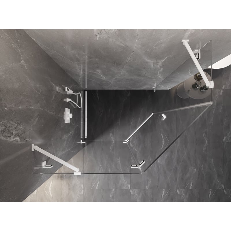 Mexen Lunar pentagonal shower enclosure left hinged 100 x 90 cm, transparent, white - 831-100L-090P-20-00-L