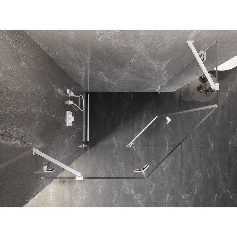 Mexen Lunar petkotna nihajna tuš kabina leva 100 x 90 cm, prozorna, bela - 831-100L-090P-20-00-L