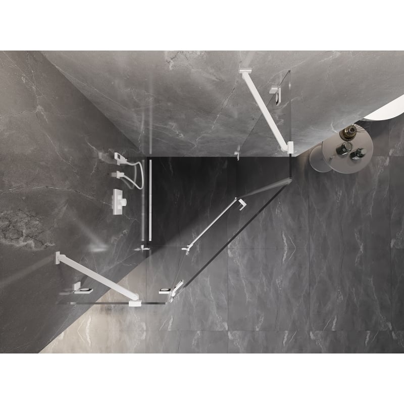 Mexen Lunar pentagonal shower enclosure, left hinged, 100 x 100 cm, transparent, white - 831-100L-100P-20-00-L