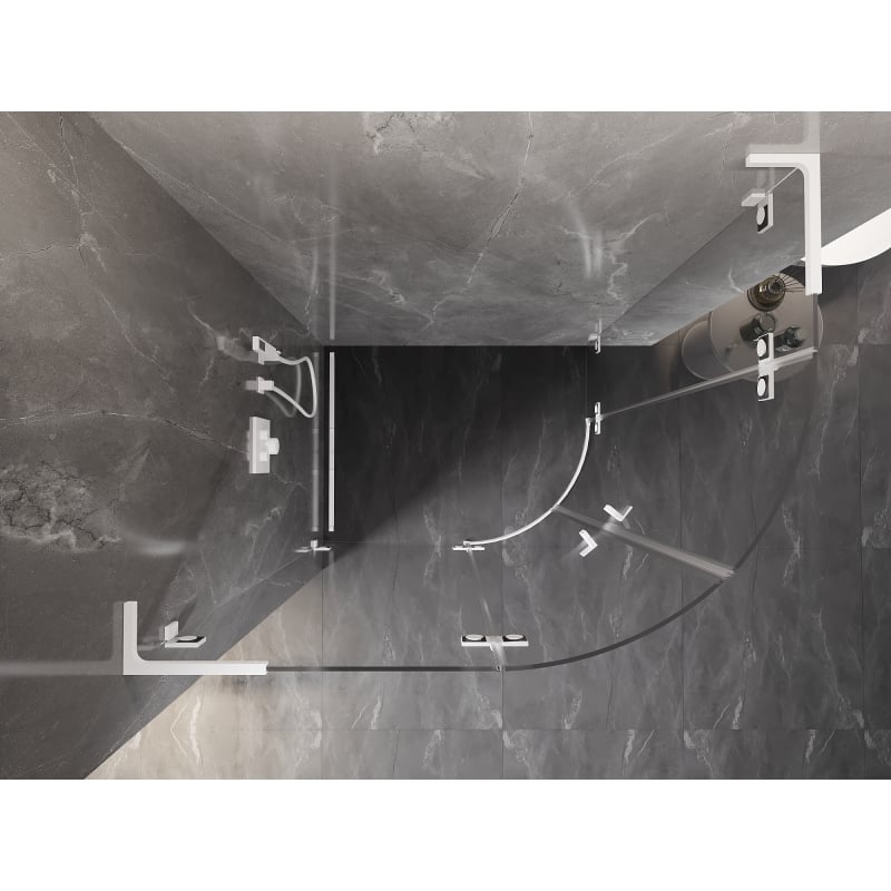 Mexen Lunar L cabina doccia semicircolare basculante sinistra 100 x 90 cm, trasparente, bianco - 833L-100L-090P-20-00