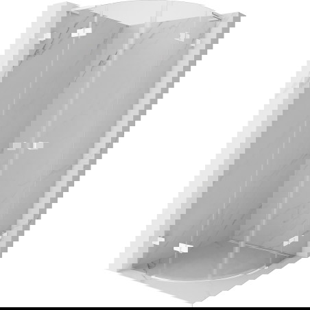 Mexen Lunar L polkrožna tuš kabina na zavih, 100 x 100 cm, prozorna, bela - 833L-100L-100P-20-00