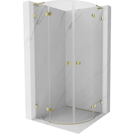 Mexen Lunar L cabine de douche demi-ronde pivotante 90 x 90 cm, transparente, or - 833L-090L-090P-50-00