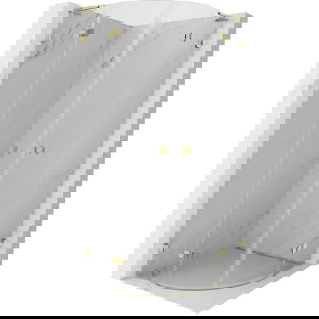 Mexen Lunar L halvcirkelformad svängd duschkabin 90 x 90 cm, transparent, guld - 833L-090L-090P-50-00