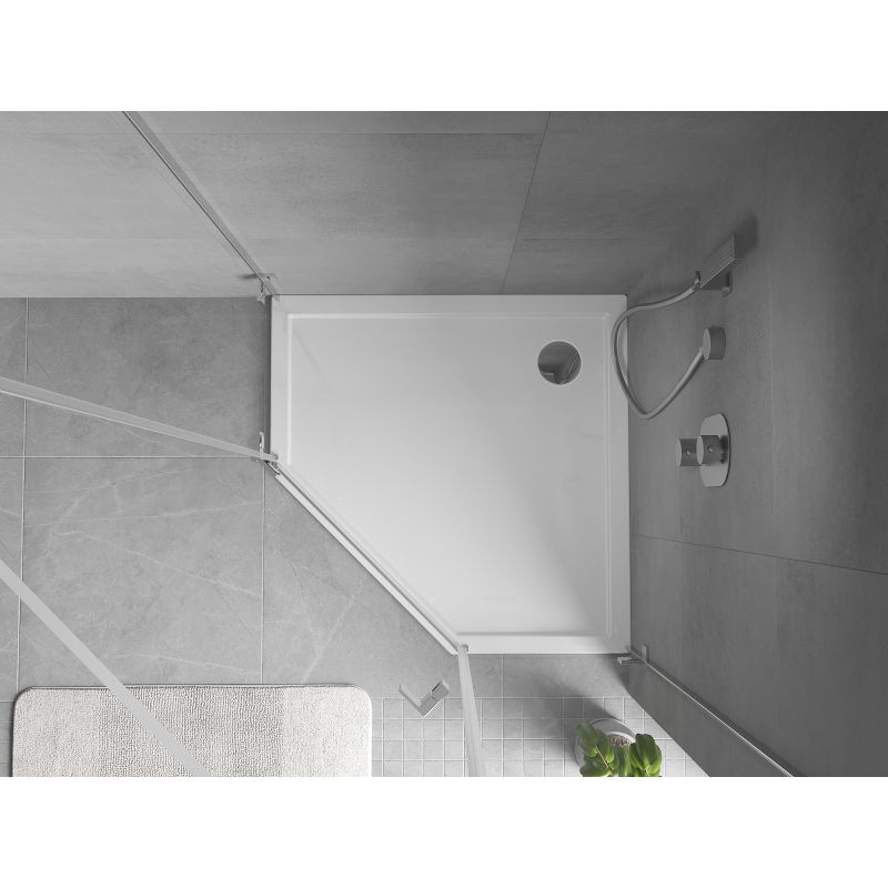 Mexen Flow piatto doccia pentagonale slim 80 x 80 cm, bianco lucido - 46P108080