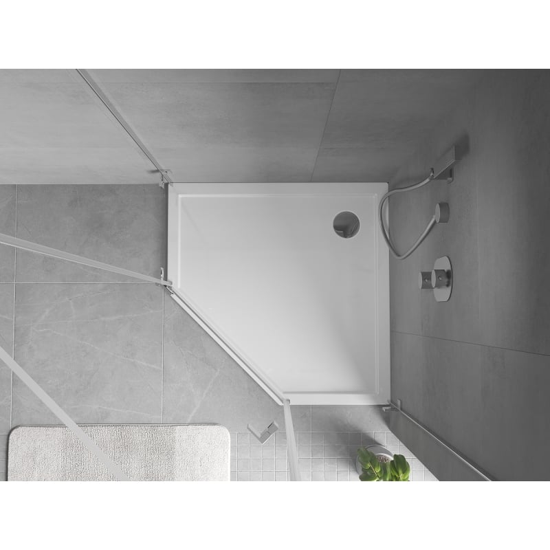 Mexen Flow viiepoolne madal dušialus 90 x 90 cm, valge läige - 46P109090