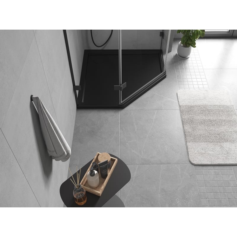 Mexen Flow pentagonduschkar slim 80 x 80 cm, svart matt - 46P708080