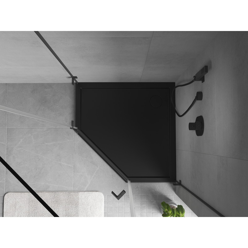 Mexen Flow brodzik pięciokątny slim 80 x 80 cm, czarny mat - 46P708080