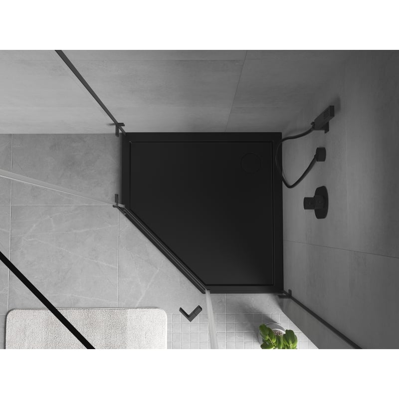 Mexen Flow viiekandiline dušinurga alus slim 90 x 90 cm, must matt - 46P709090