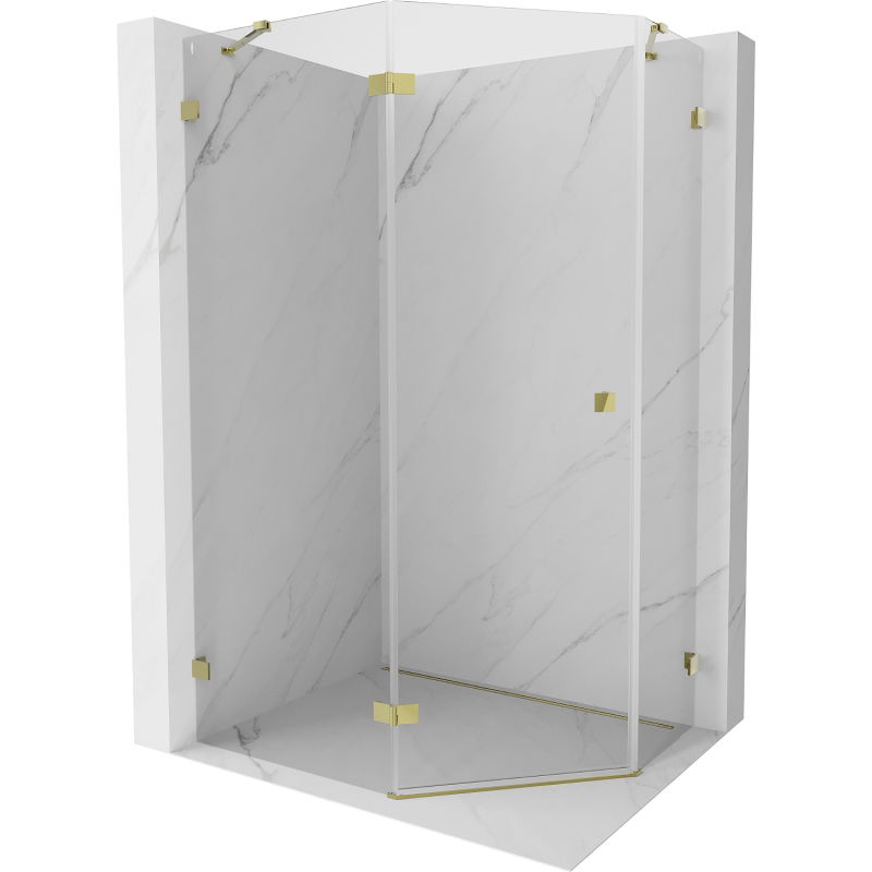 Mexen Lunar Eckdusche mit Pendeltür, links öffnend, 100 x 80 cm, transparent, gold - 831-100L-080P-50-00-L