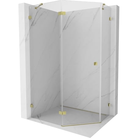 Mexen Lunar cabine de douche pentagonale pivotante gauche 100 x 80 cm, transparent, doré - 831-100L-080P-50-00-L