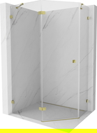 Mexen Lunar cabine de douche pentagonale pivotante gauche 100 x 90 cm, transparente, or - 831-100L-090P-50-00-L