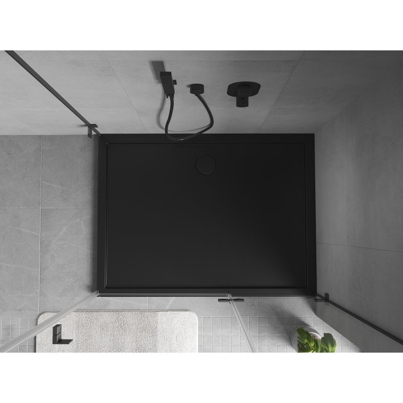 Mexen Flow ορθογώνιος ντουζιέρα slim 75 x 70 cm, μαύρο ματ - 46R707075