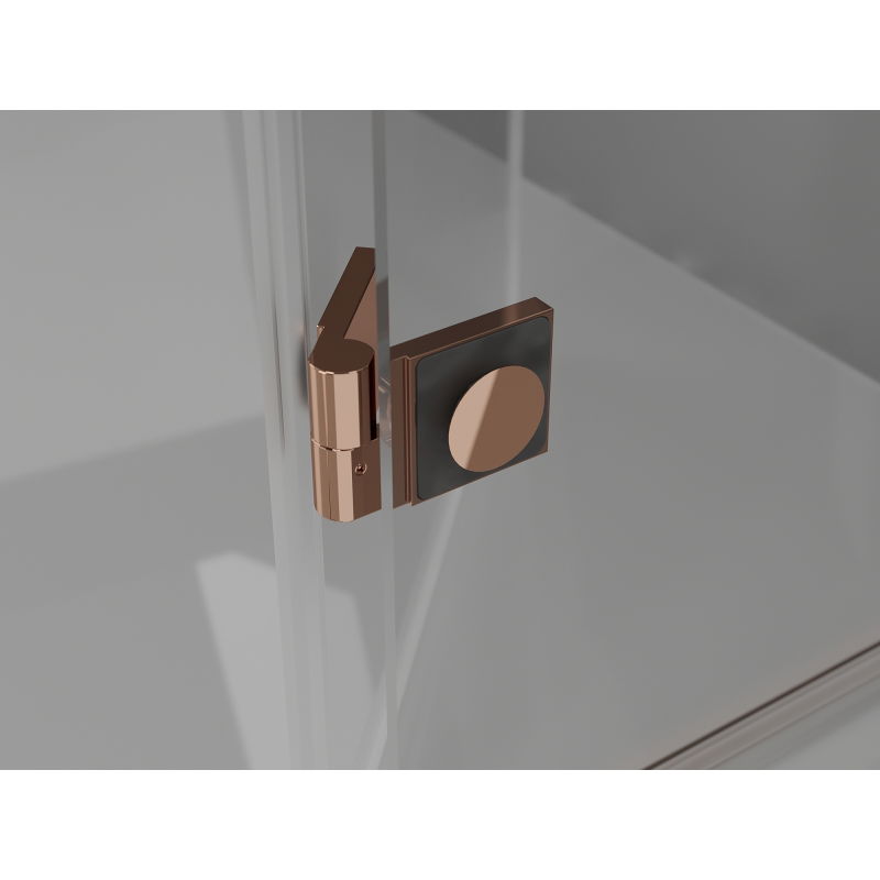 Mexen Lunar pentagonal shower enclosure swing left 80 x 80 cm, transparent, rose gold - 831-080L-080P-60-00-L