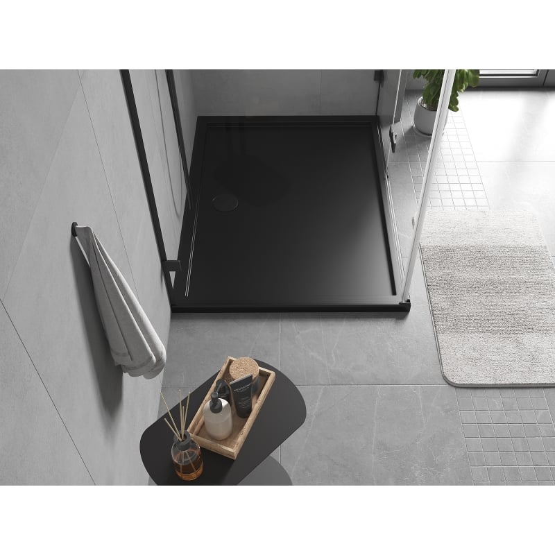 Mexen Flow Rectangular Slim Shower Tray 100 x 80 cm, Black Matte - 46R708010