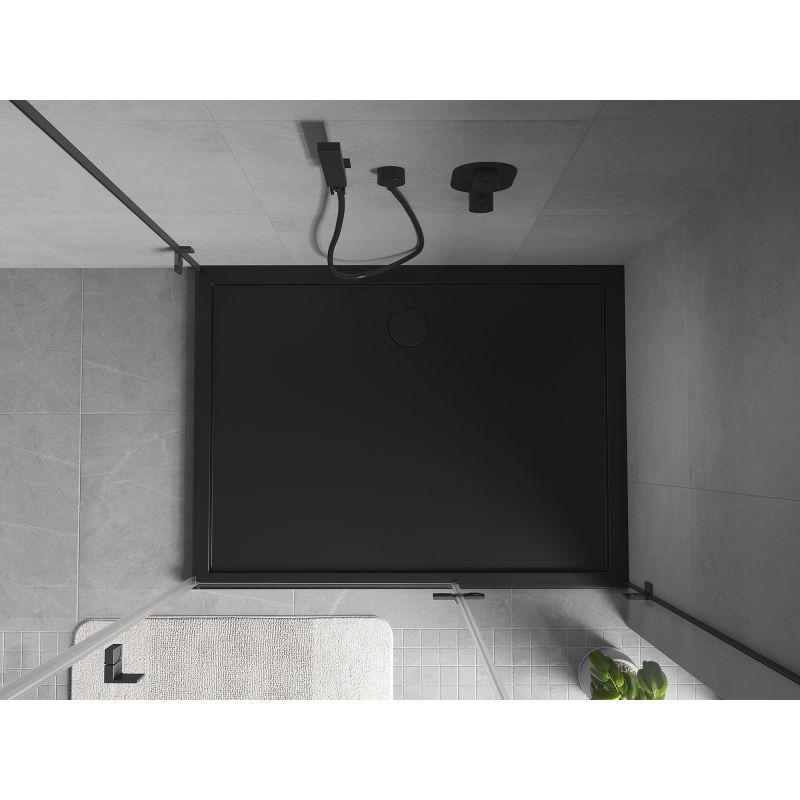 Mexen Flow ορθογώνια ντουζιέρα slim 100 x 80 cm, μαύρο ματ - 46R708010