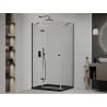 Mexen Roma 90 x 120 cm Hinged Shower Enclosure, Transparent, Black + Flat Tray, Black - 854-090-120-70-00-4070B