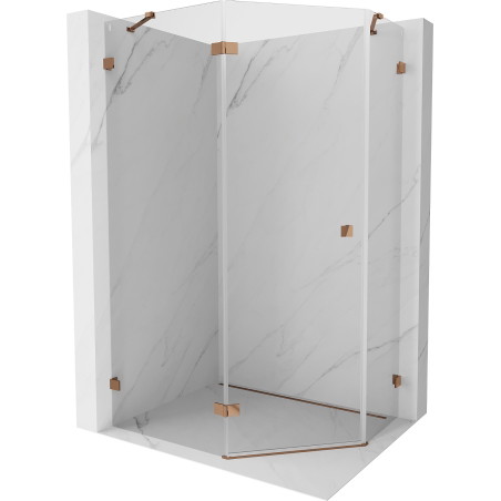 Mexen Lunar viiekandiline vasak avatav dušinurk 100 x 90 cm, läbipaistev, roosa kuld - 831-100L-090P-60-00-L