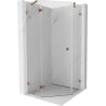 Mexen Lunar cabine de douche pentagonale battante gauche 100 x 100 cm, transparent, or rose - 831-100L-100P-60-00-L