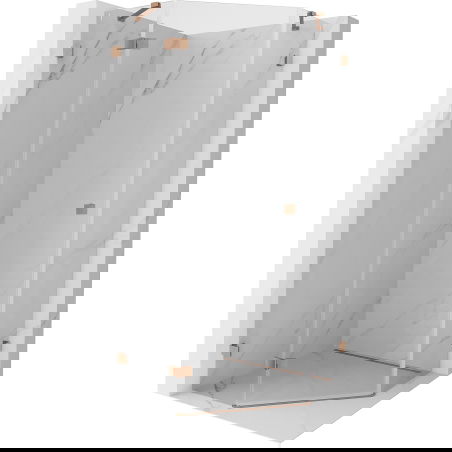 Mexen Lunar piecstūrains dušas kabīne ar atveramām durvīm, kreisā, 80 x 80 cm, caurspīdīga, matēta vara - 831-080L-080P-65-00-L