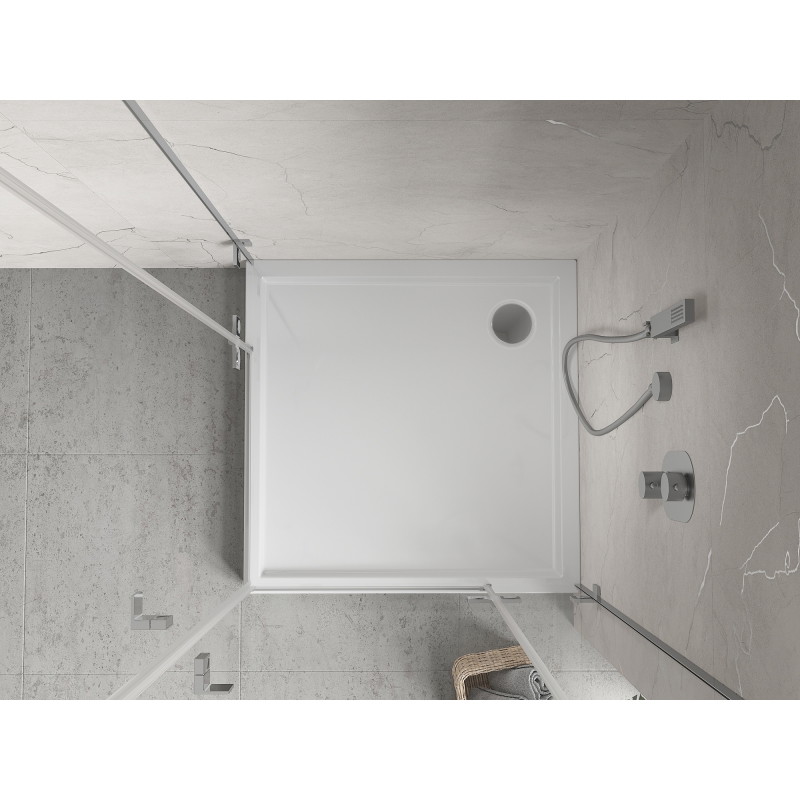 Mexen Flow+ ruudukujuline dušialus 80 x 80 cm, valge läige - 46S108080H