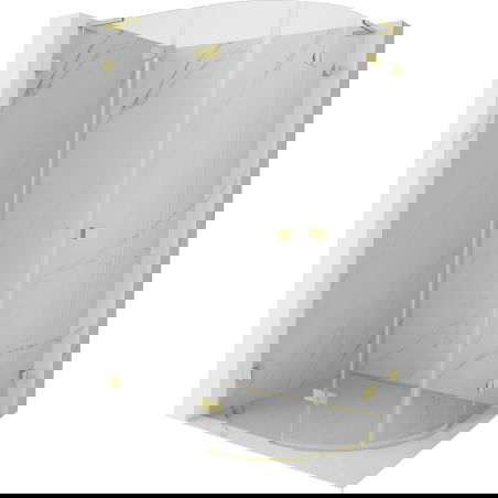 Mexen Lunar L Halbkreis-Duschkabine, schwenkbar, links, 90 x 70 cm, transparent, gebürstetes Gold - 833L-090L-070P-55-00