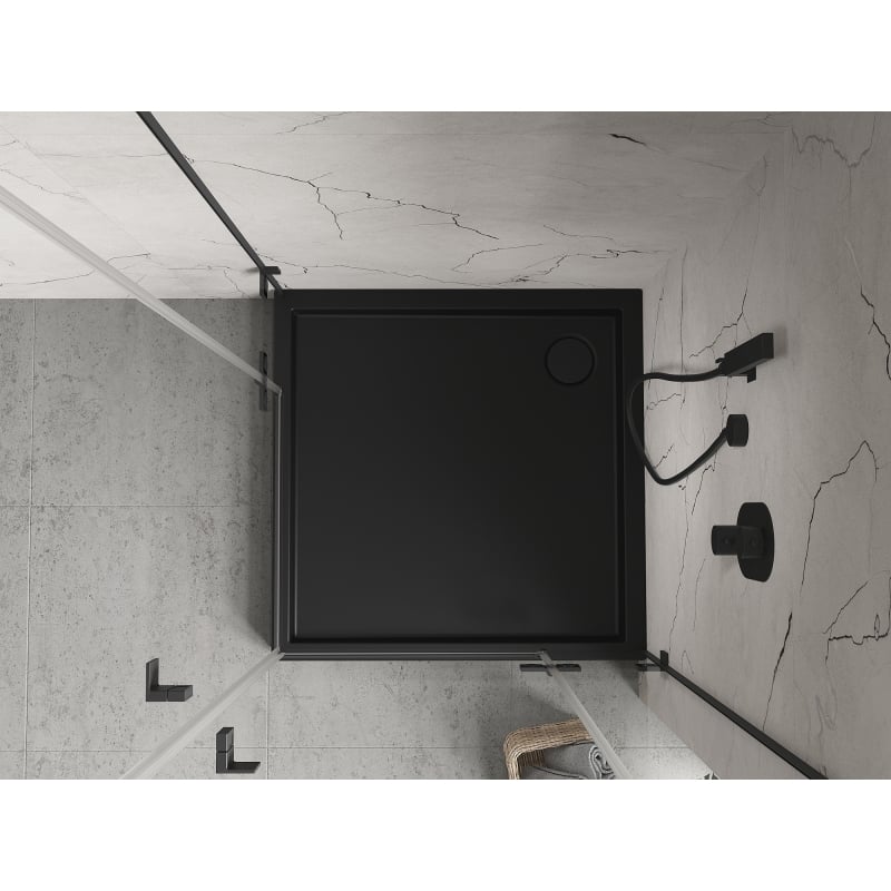 Mexen Flow+ receveur de douche carré 80 x 80 cm, noir mat - 46S708080H