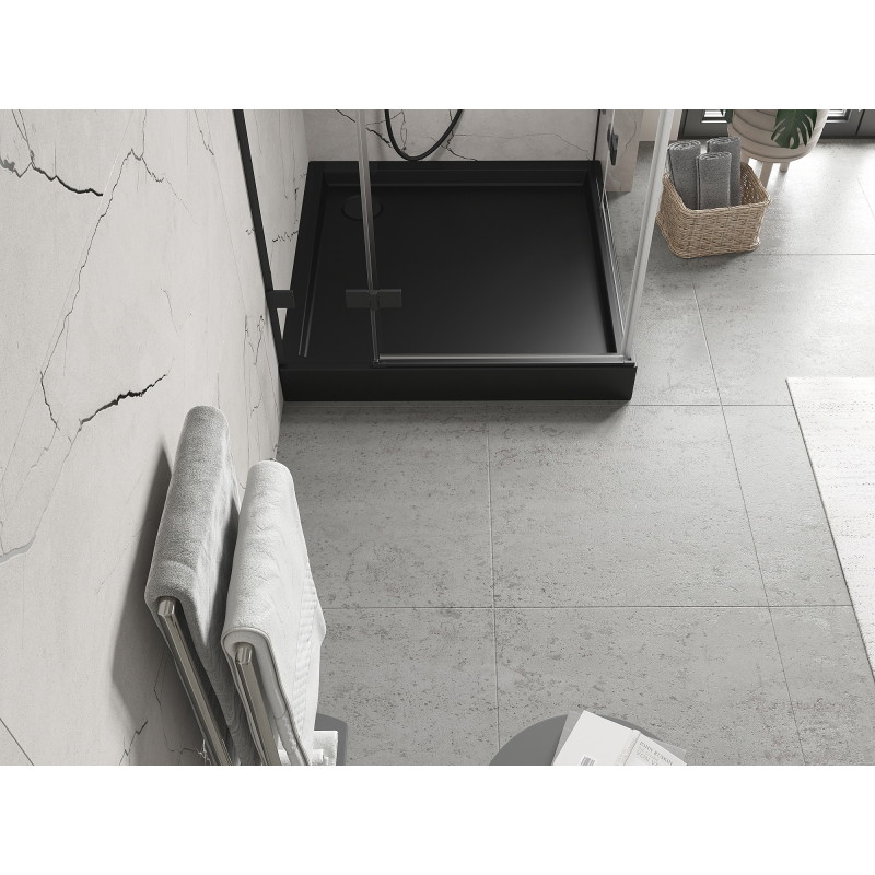 Mexen Flow+ brodzik kwadratowy 90 x 90 cm, czarny mat - 46S709090H
