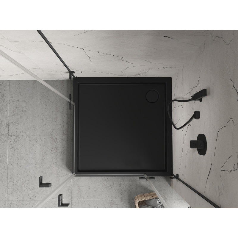 Mexen Flow+ brodzik kwadratowy 90 x 90 cm, czarny mat - 46S709090H