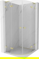 Mexen Lunar L cabina doccia semicircolare apribile 90 x 90 cm, trasparente, oro spazzolato - 833L-090L-090P-55-00